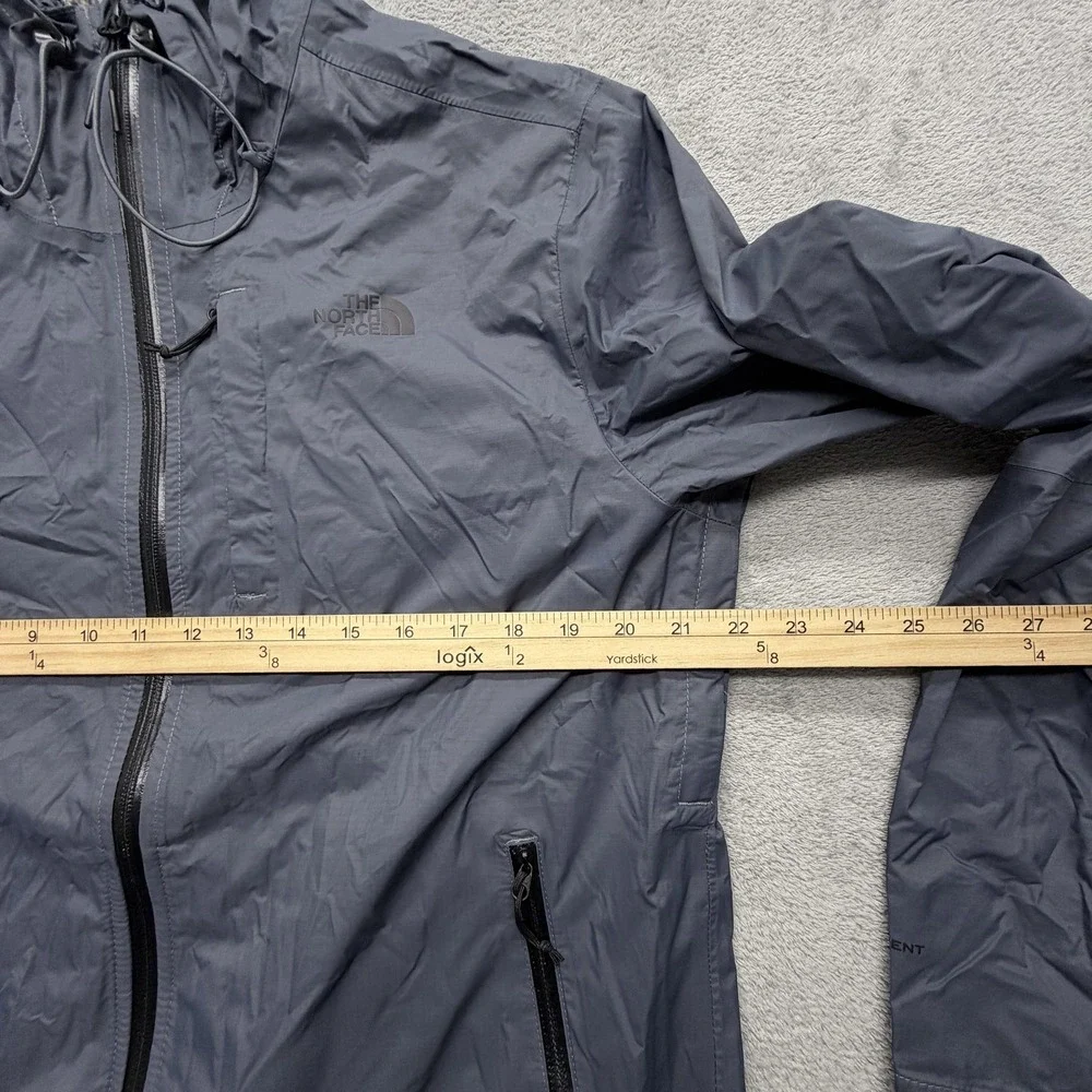 The North Face Windbreaker Jacket Mens M Gray Hooded Full Zip Lined Pockets